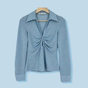 Zara Women's Blue Cutout Top